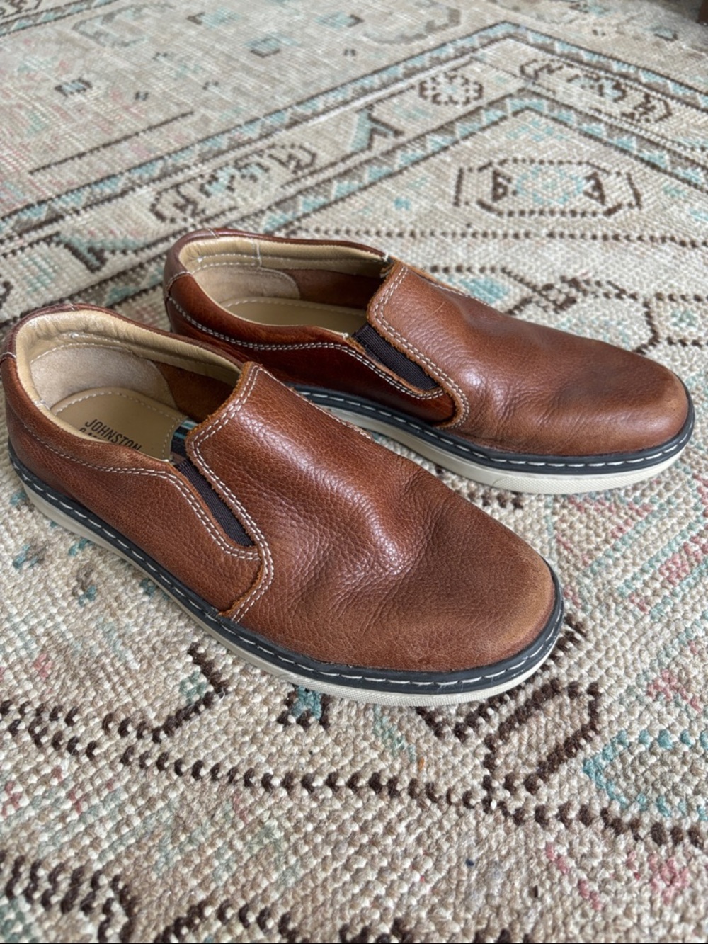 Boys Johnston & Murphy Brown Leather Slip-On Loafers